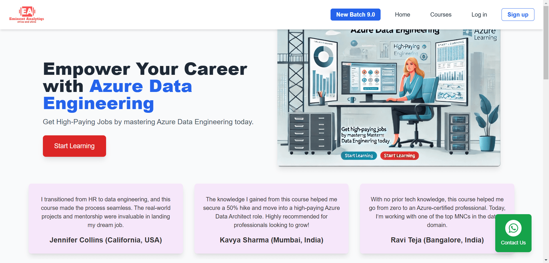Data Analytics Course Portal Laptop View