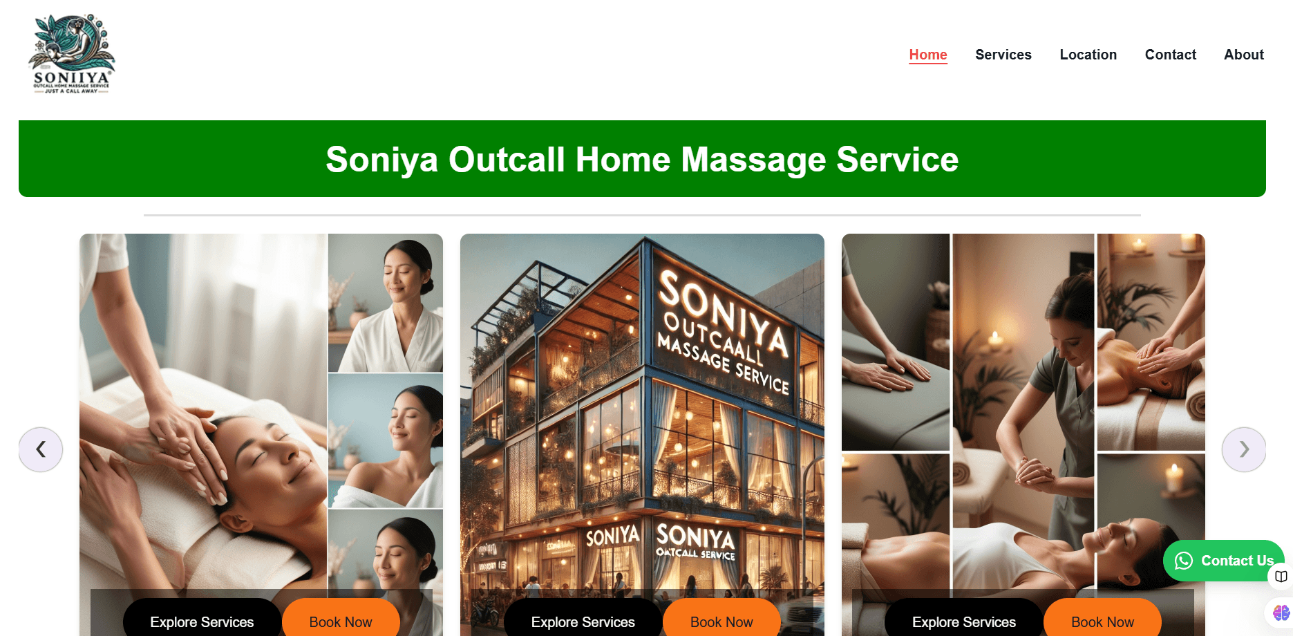 SPA Service Booking Website Laptop View